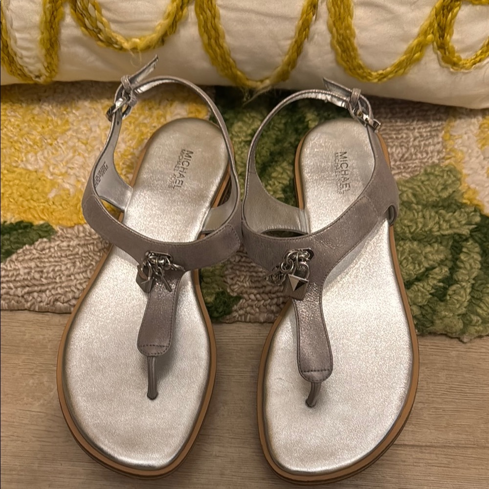 Michael Kors Silver Sandals with Metallic Finish